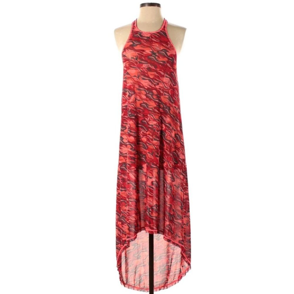 Marina Luna Red Mesh swim coverup